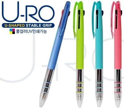 유로 3색 투명 니들 볼펜 3링